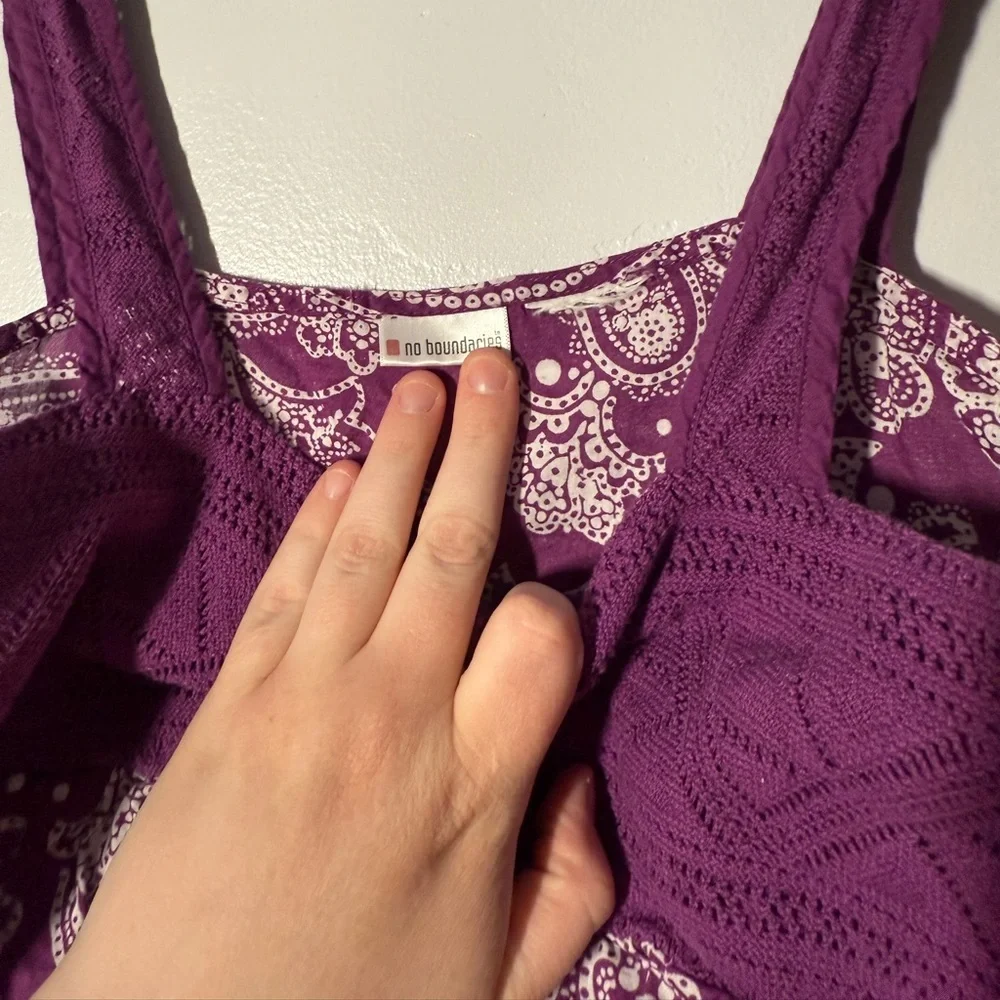 Vintage y2k no-boundaries Purple Paisley Tank Top size small - Picture 2 of 2